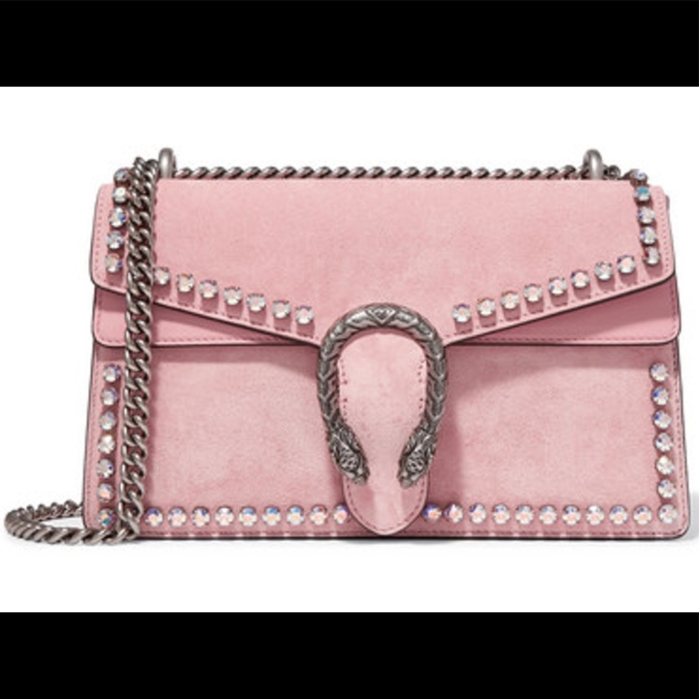 Gucci Dionysus Rhinestone Bag Pink Suede NEW